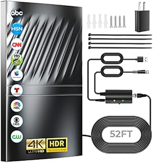 Upgraded 800+ Miles Range TV Antenna-Digital TV Antenna for Smart TV and Old TVs- HD Antenna for TV Indoor Outdoor with Amplifier and Signal Booster-48ft Coax HDTV Cable/AC Adapter- Support 4K 1080p