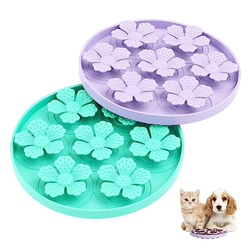 TUCANA 2PCS Lick Mat for Dogs & Cats, Stable Slow Feeding Pad with Suction Cups, Licking Treat Mat, Anxiety Relief, Build Healthy Good Eating Habit (Pack of 2)