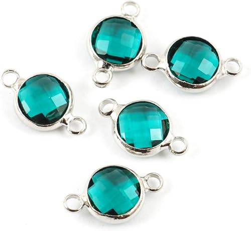 Miniatura 10 de CCP3-S2 - 20 unidades de eslabones de conector de piedra natal púrpura amatista de febrero de grado A, chapado en plata, cuentas redondas de cristal