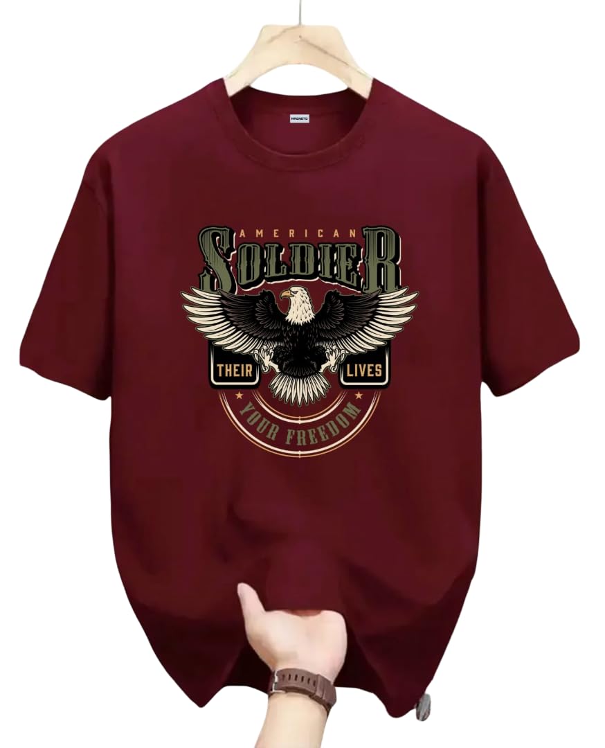 Men’s Graphic Printed T-Shirt – American Soldier Eagle Design | Premium Cotton Round Neck Half Sleeve T Shirt | Casual Stylish T Shirt | Trendy Streetwear, Gym-picture-15