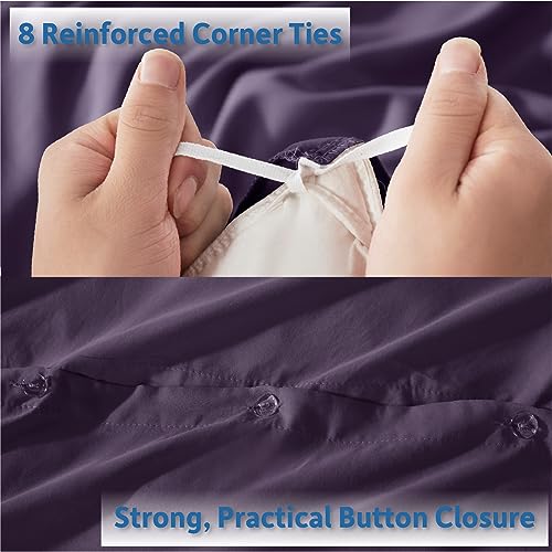 Nestl Twin Duvet Cover Set - Soft Double Brushed Purple Duvet Cover Twin/Twin XL, 2 Piece, with Button Closure, 1 Duvet Cover 68x90 inches and 1 Pillow Sham
