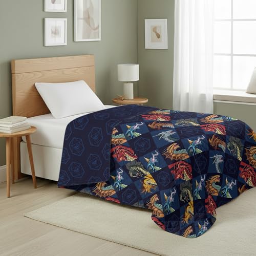 Northwest Dungeons & Dragons Dragons & Dice Quilted Blanket Comfy Throw Soft Lightweight Bedding for Bed or Couch 60 x 80 inches