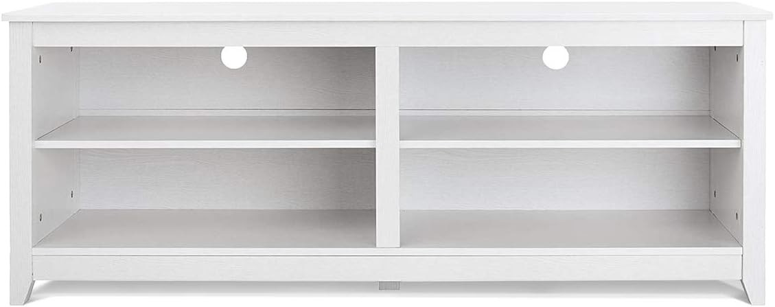 CAP Living Wood 58" / 70" TV Stand Console Table with Open Storage Shelves for TV, Colors Available in Black Oak and White