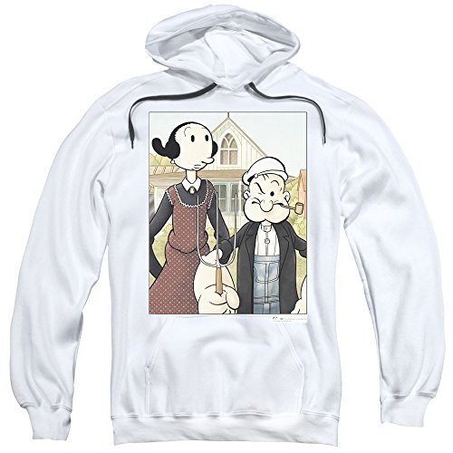 MMM Merchandising Popeye Mens Popeye Gothic Pullover Hoodie, XXX-Large, White
