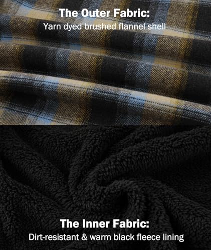 Image of V VALANCH Men's Flannel Shirt Jacket with Hood Fleece Lined Plaid Jacket Zip Up Winter Warm Coat