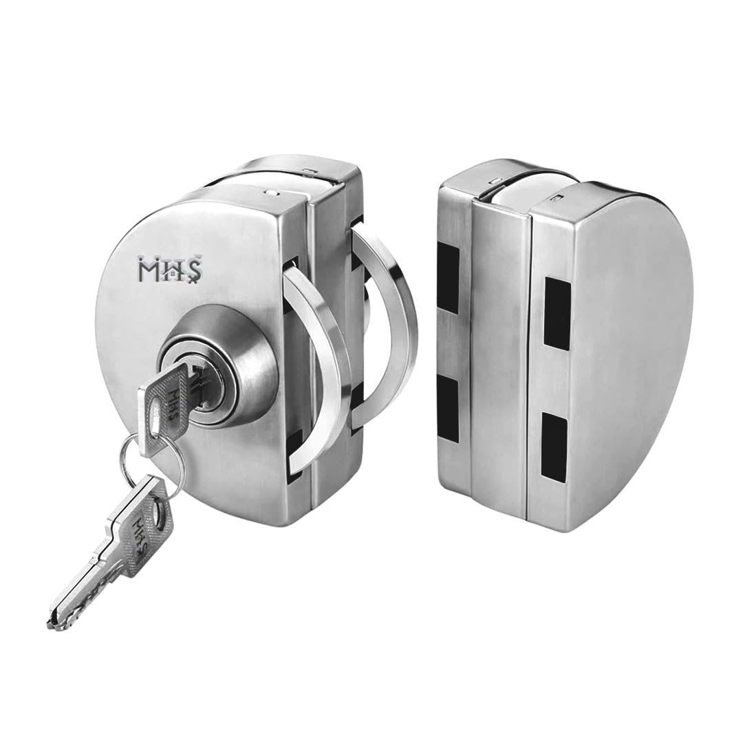 MHS Heavy Duty Stainless Steel Lock for Glass Door Thickness 10 mm to 12 mm Having 3 Ultra Keys Out Side & Knob Inside with Screws Satin Finish Pack of 1 Set (A. Glass to Glass, Silver)-image-13
