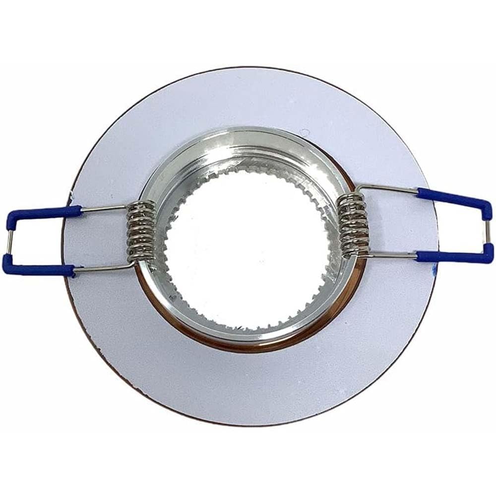 Porta Faretto Da Incasso Tondo In Vetro Specchio 95 Mm - Foro 60 Mm - Compatibile Con Lampade GU10 GU5.3 MR16 - Alette A Molla Per Cartongesso