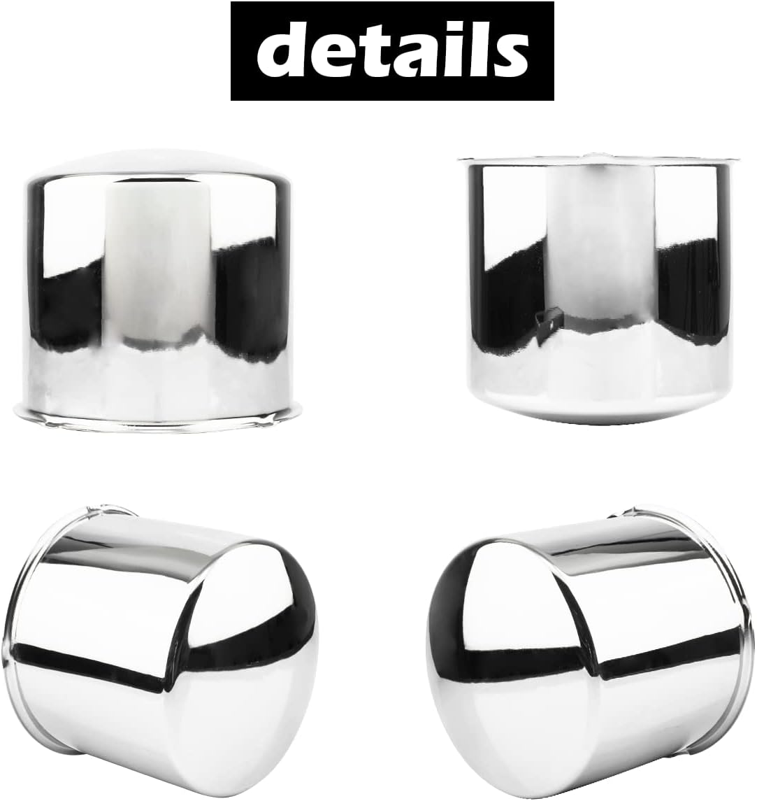 4Pcs 5.15inch Trailer Wheel Center Caps Push Through 5.15" Bore 4.91" Tall Hub Cap for Truck SUV RV Wheel Rim, Chrome Silver Wheel Cover