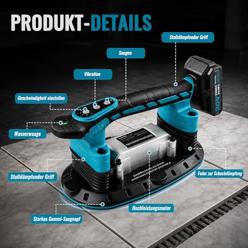 Agitateur de carrelage et ventouses 2 en 1 pour machine à carrelage haute performance 18V