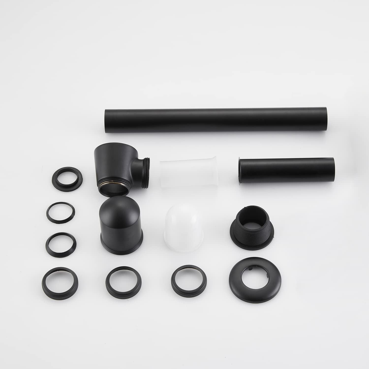 Bathroom Bottle P Trap Waste Pipe 1-1/4 inch Slip Inlet Drain, Lavatory Adjustable Basin Sink Waste Pipe Drain P-Trap Kit, General US/CA Standard, Matte Black