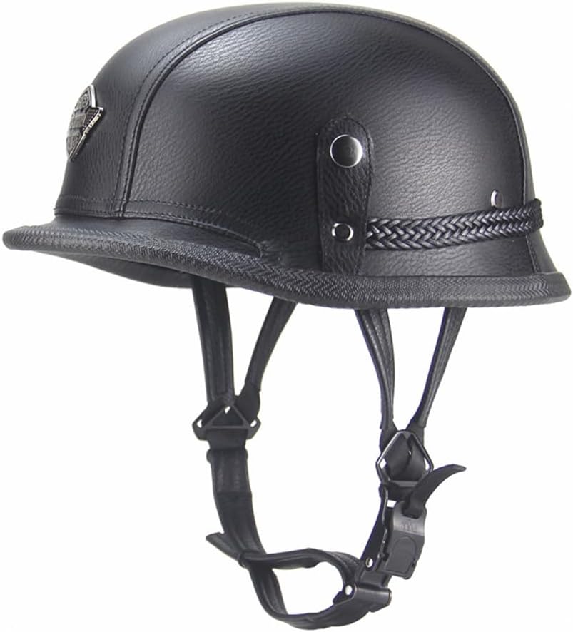 Half Helmet Novelty Skull Cap for Men Women German Style, Adult Open Face Motorcycle Helmets Blue, Retro Black/Red/Blue Half Face Helmet DOT Approved Crusier Moped Scooter