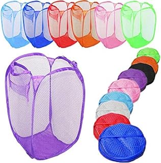 St@llion Pop Up Collapsible Laundry Basket, Mesh Bag Storage Foldable Bin Hamper Clothes Washing Basket Kids Toys Storage Basket (Assorted Color Pack of 5)