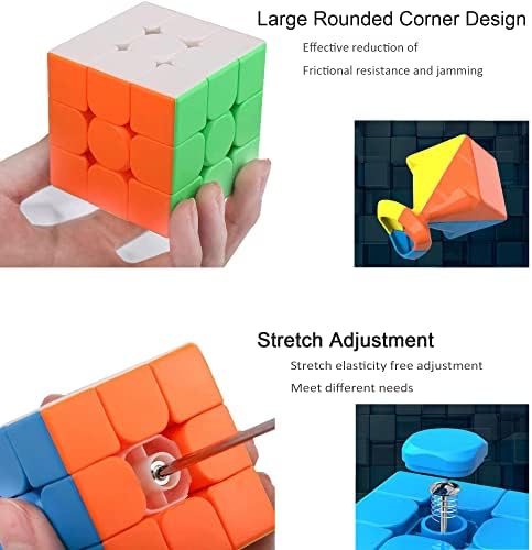 TWSTYFAL Speed Cube 3x3x3 Magic Cube Puzzles Fidget Toys, Fast Smooth Turning Ultra Durable Colour-Matching Puzzle, Classic Problem-Solving Cube with Gift, Exercise Brain and Hands-on Skills, Relief - 3