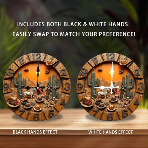 Reloj de pared de madera 10 pulgadas diseño cactus western miniatura 2
