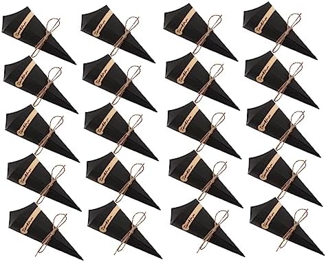 NUOBESTY 50 adet kağıt koni, ipli ve çıkartmalı, konik kağıt torba, şekerleme ve parti dekorasyonu için, çok yönlü şeker torbası ve düğün ve kutlamalar için misafir hediyesi olarak - Görsel 1