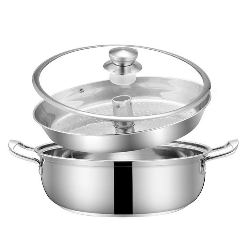 Dampfgartopf aus Edelstahl mit Dampfgarer und Glasdeckel, 3-teiliges Set, sicher und langlebig, tolle Ergänzung für Jede Küche