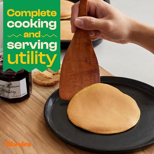 Riveira Dark Teak Kitchen Utensils Set - 12-Piece Non-Toxic Cooking Utensils Set - Wooden Spoons for Cooking - Spatula for Cooking - Teak Wooden Utensils