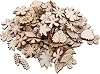 100 piezas de flores de madera sin terminar, cortes de hojas y patrones, piezas de madera en miniatura para decoración hecha a mano, bloques de madera para manualidades de flores, suministros de bricolaje 2
