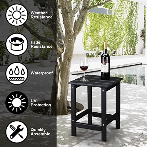 Shyneer Adirondack Square Side Table, Pool Composite Patio Table,HDPE End Tables for Backyard,Pool, Indoor Companion, Easy Maintenance & Weather Resistant(Black)