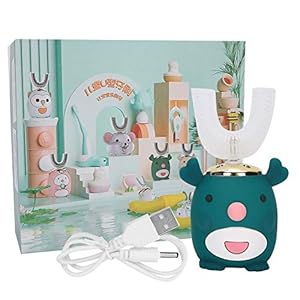 Zjchao U-förmige Kinder Elektrische Zahnbürste Rentier Grün