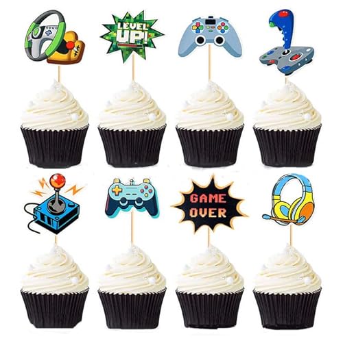 Nenluny NEN23032408 32Pcs Video Game Cake Toppers 8 Styles Video Game Party Cupcake Picks Decorations thumb #1