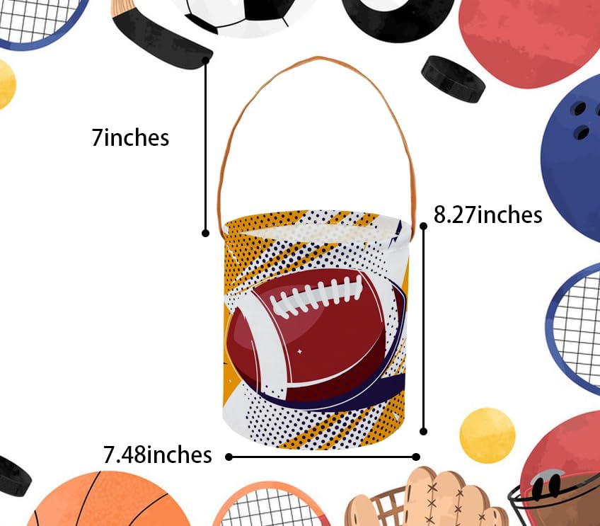 Image of Football Easter Basket for Kids Baby Boys and Girls Cute Toy Storage Organizer Bin Box Easter Dinosaur Room Decor(Football)