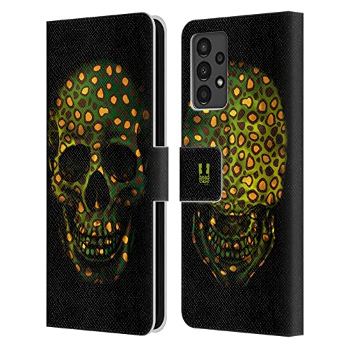 Housse portefeuille Samsung A13 avec fentes cartes motif guépard crânes
