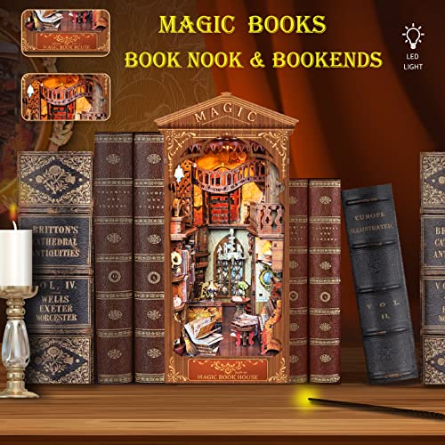 Spilay Diy Dollhouse Miniature Book Nook Assemble Kit,3D Wooden Puzzle Bookshelf Insert Decor With Light, Bookends Model Build-Creativity Kit For Adults Women Birthday Gift (Sq06) #TOP1