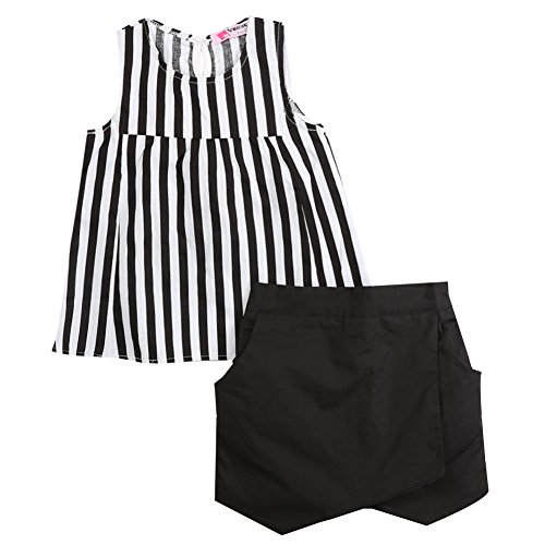 Hotone Baby Kids Girls Black Striped Tops Blouse Bloomers Shorts 2Pcs Outfits (2-3 Years, Striped) #TOP1
