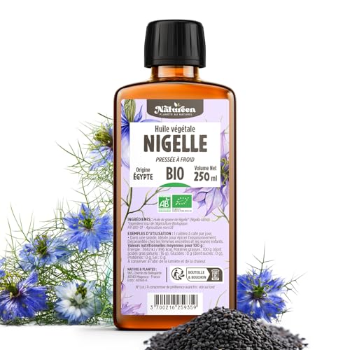 Huile de NIGELLE Bio 250 ml - Planète au Naturel - Pure, Naturelle et Pressée à froid - Alimentaire - Cheveux, Corps, Ongles