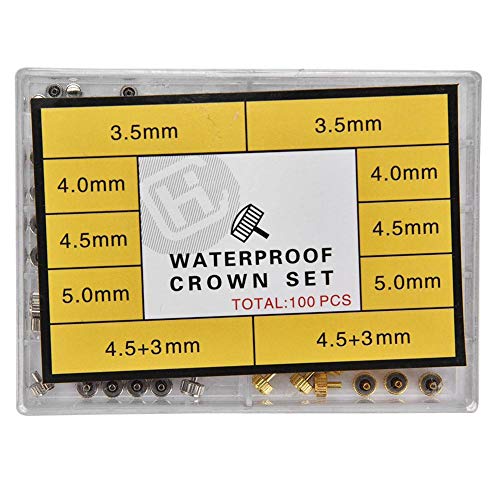 Ichiias Watch Repairing Tool Kit Assorted Watch Crown Parts Replacement Accessories