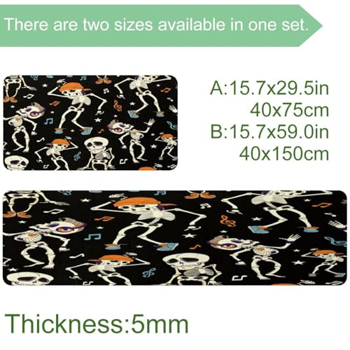 2 alfombrillas de cocina lavables con estampado de notas musicales 4