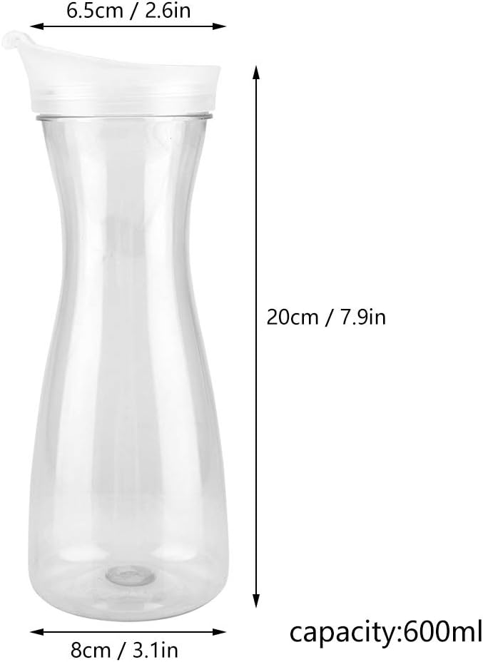 20 Oz Water Carafe with Flip Top Lid, Clear Plastic Water Pitcher Juice Jug for Cold Iced Tea, Milk, Lemonade, Mimosa, Bar and Other Beverages