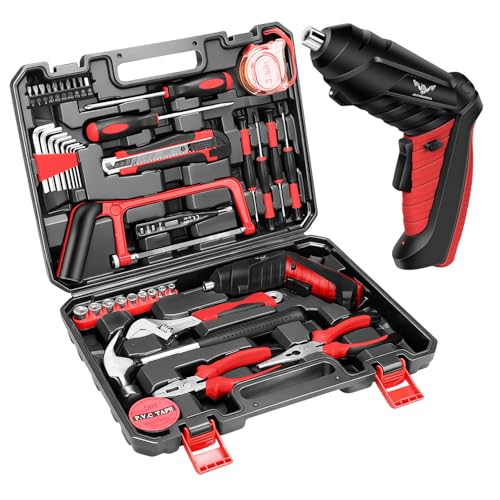 Image of Household Tool Set with 3.6V USB Electric Screwdriver, 43 PCS Home Tool Kit with Cordless Lithium-ion Drill Driver