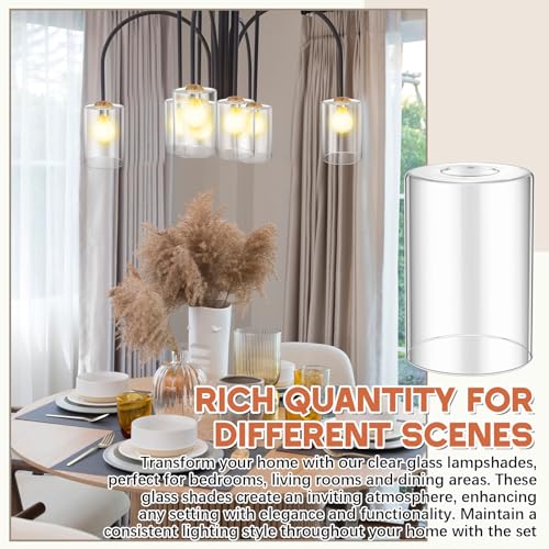 Image of Teenyyou 1 Pcs Clear Glossy Glass Shade Replacements for Pendant Light Fixtures Glass Lamp Shade Cover, 1-5 /8 Inch Fitter E26 Base, 4 inchw x 6 inchh, Replacement Lamp Globe for Chandelier Wall Sconce