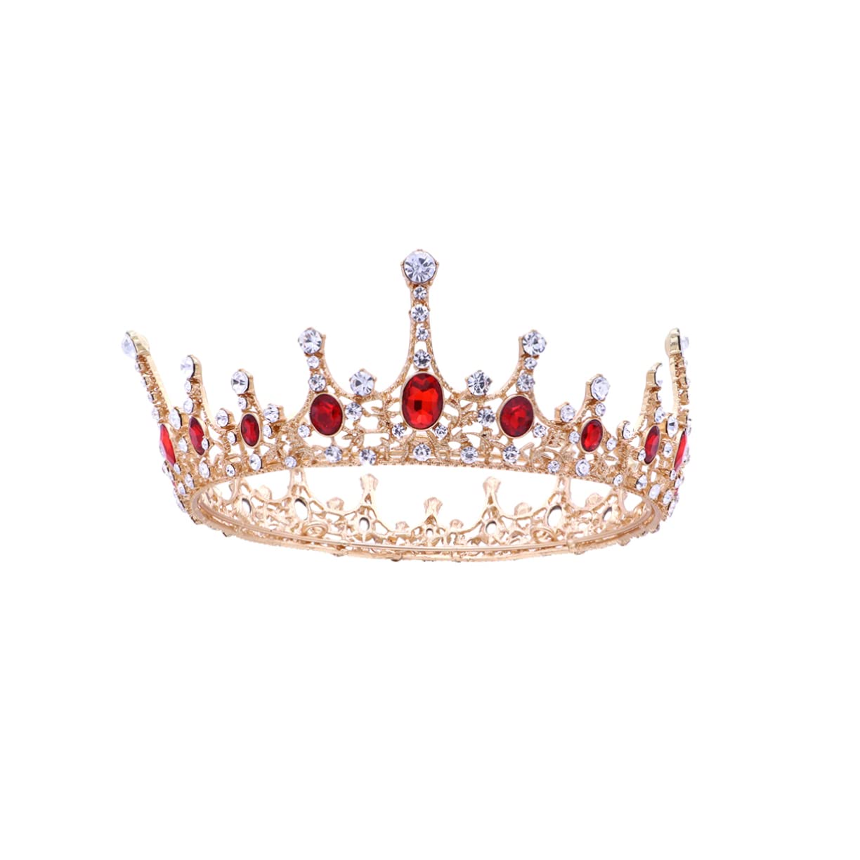 minkissyVintage Queen Tiara Gold Princess Carrie Costume Rhinestone Crowns Girls Tiara Red Crowns for Women Headband Baroque Headpiece Baroque Wedding Of Hearts Big Crown South Korea Miss