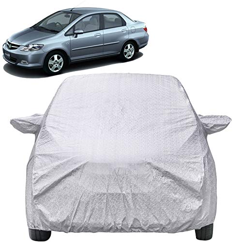Image of Waterproof Car Body Cover Compatible with Honda City ZX (2004 to 2008) with Mirror Pockets (Shinning Silver)