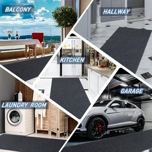 Lita Hallway Runner Rug Double Gray Stripe With Pvc Backing thumb #6