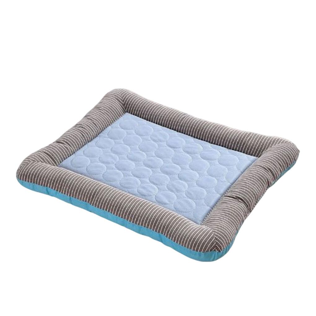 AMSLSIU Dog Cooling Breathable Comfortable Mat Cotton Pad Washable Bedding Household Pet Supplies Summer Sleeping Accessories, Blue, S