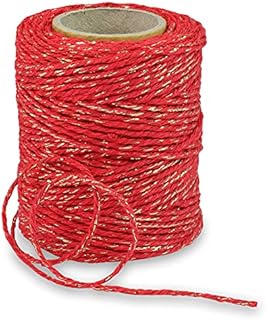 PRÄSENT CHRISTMASTWIST Cord Ribbon - Red/Gold, 50 m Cord for Festive Decorations and Gift Wrapping, 2 mm Width, Great for Christmas, Easter, Baby Showers, Two-Coloured Decorative Cord String