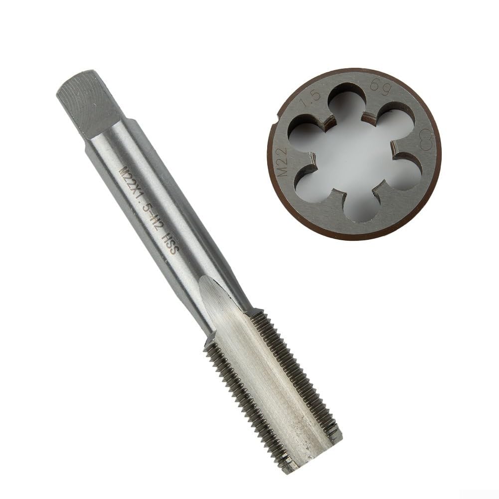 Zestaw gwintowników i narzynek, gwintowniki i narzynki okrągłe, stal szybkotnąca HSS prawa, M22 x 1,5 mm, gwintowniki i narzynki okrągłe, gwint metryczny prawa
