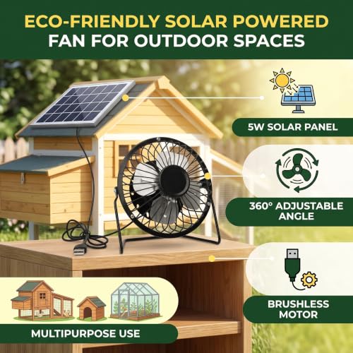 Wentylator Słoneczny do Outdoor, 5 W Wentylator Zasilany energią słoneczną USB Wentylator Wydechowy Wentylator Outdoor Wyspanie 360 ​​stopni Regulowany Panelu Słoneczne Wachlarz