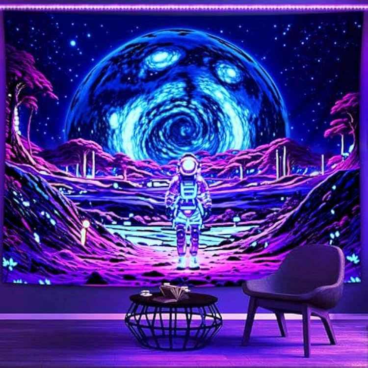 PSYHILAR Blacklight Space Astronaut Tapestry for Bedroom, India | Ubuy