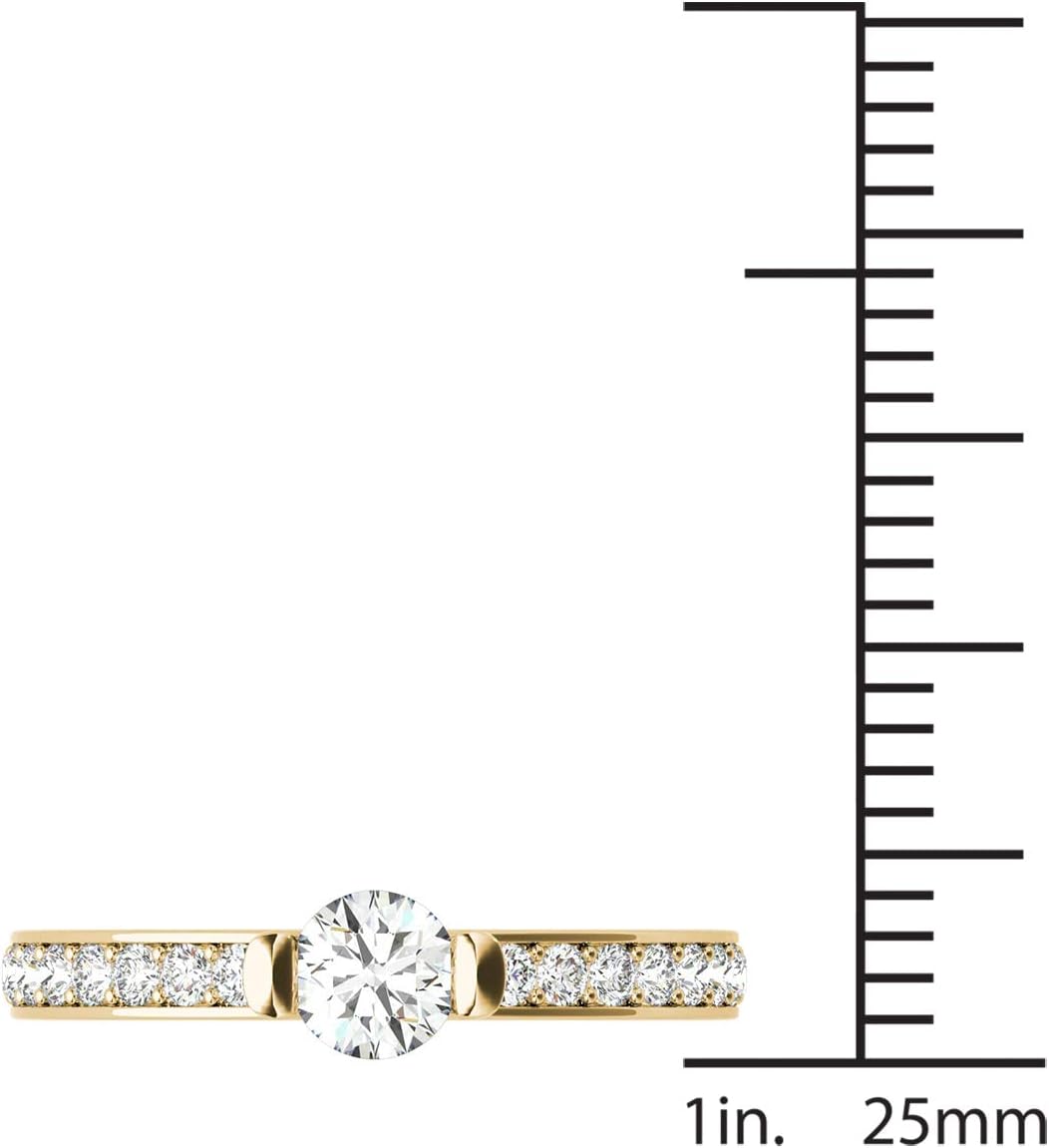 GIA Certified Natural Diamonds Engagement Ring for Women D-E Color VVS2-I2 Clarity 14K Yellow Gold 3/4 Ctw
