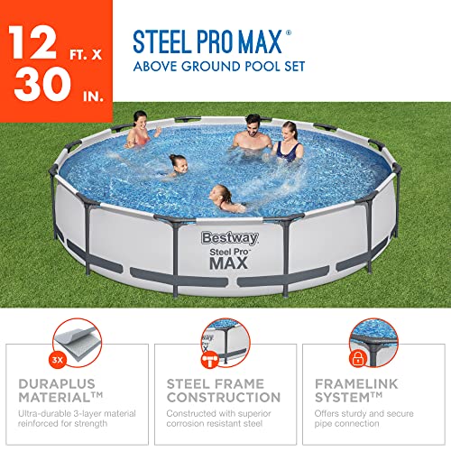 Bestway 56417 Steel Pro Above Ground, 12Ft X 30 Inch | Frame Swimming Pool With Filter Pump #TOP2