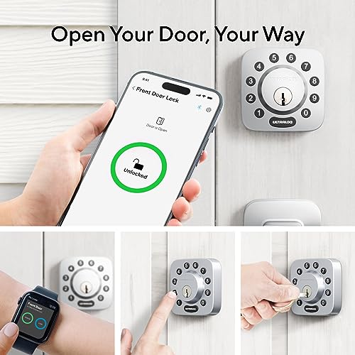 ULTRALOQ Built-in WiFi Smart Lock, 7-in-1 Keyless Entry Door Lock with Door Sensor, Compatible with Alexa, WiFi Deadbolt Remote Control, 2.4G WiFi Only