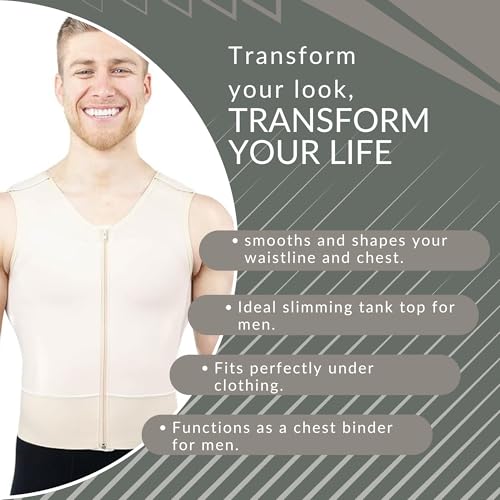 ContourMD Mens Compression Vest – Post Surgery Shirt Garment After Liposuction, Medical Grade Vest for Breast & Chest Support4