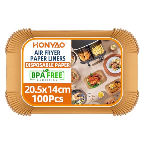 HONYAO Backpapier für Ninja Heißluftfritteuse Doppelkammer, 20,5x14cm Rechteckig Airfryer Papier Veâ€¦ – Miniatur