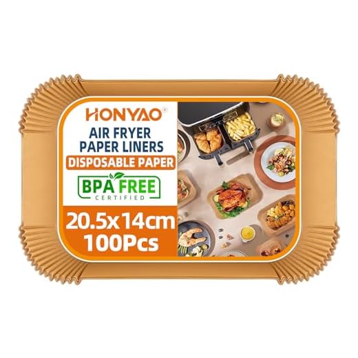 Backpapier für Heißluftfritteuse mit Doppelkammer, HONYAO 100 Stück 20,5x14cm Rechteckig Airfryer Papier Liner kompatibel mit Ninja AF300EU, AF400EU, und Anderen Dual Zone Heißluftfritteuse