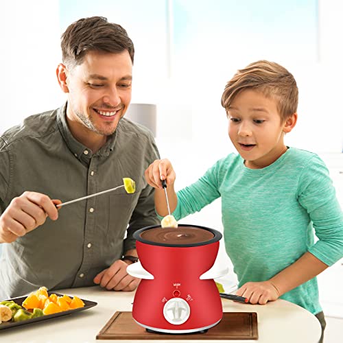 Offkitsly Fondue Pot Set, Mini Electric Fondue Pot Set For Melting Chocolate Cheese, Chocolate Meting Pot Fondue Maker With Dipping Forks For Holiday Christmas Birthday Party Gift -Red #TOP5